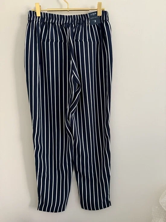 J Crew Striped Jamie Pant Elastic Waist Annie Stripe Navy Salt 2 NEW - Picture 3 of 7